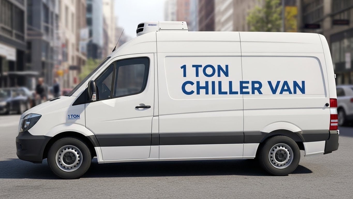 Chiller van parked on city street